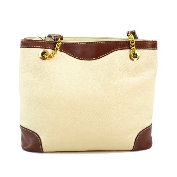 BALLY CREME & BROWN LEATHER HANDBAG - Picture 5 of 8